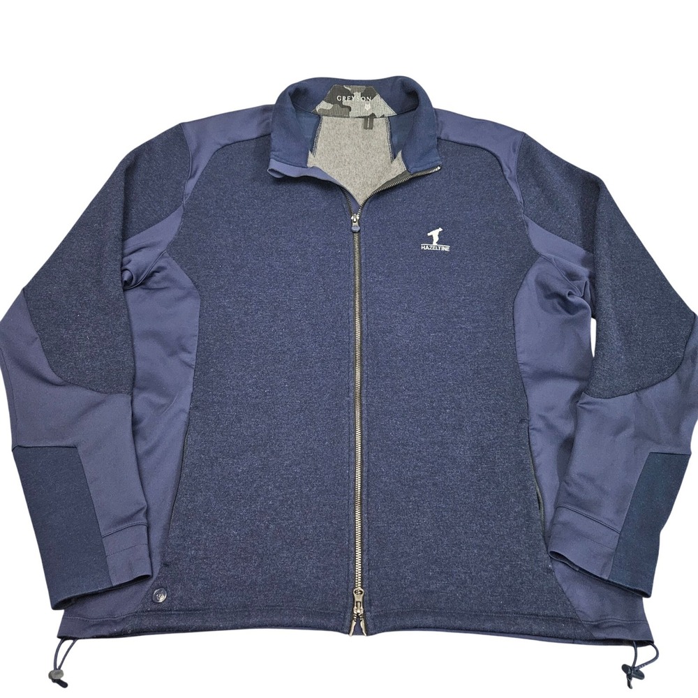 Greyson Hazeltine Full Zip Jacket Mens‎ XL Navy Blue Wool Blend Golf Performance